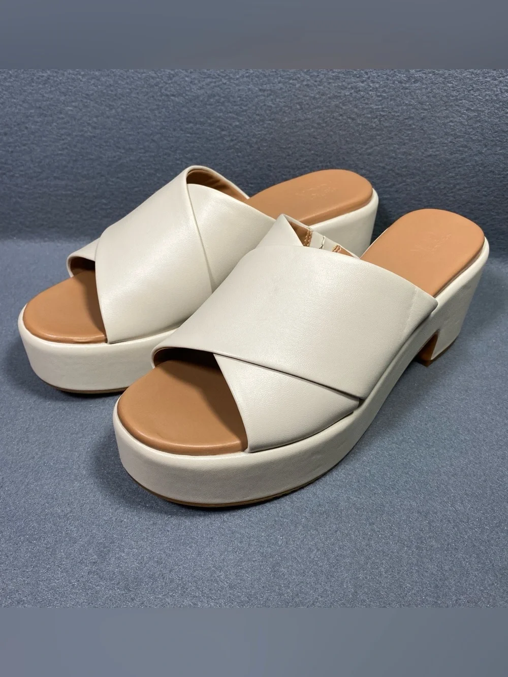 Nordstrom Chunky Heels Platform Beige Sandals, Y2K Inspired Edgy, Women’s Sz 9 M